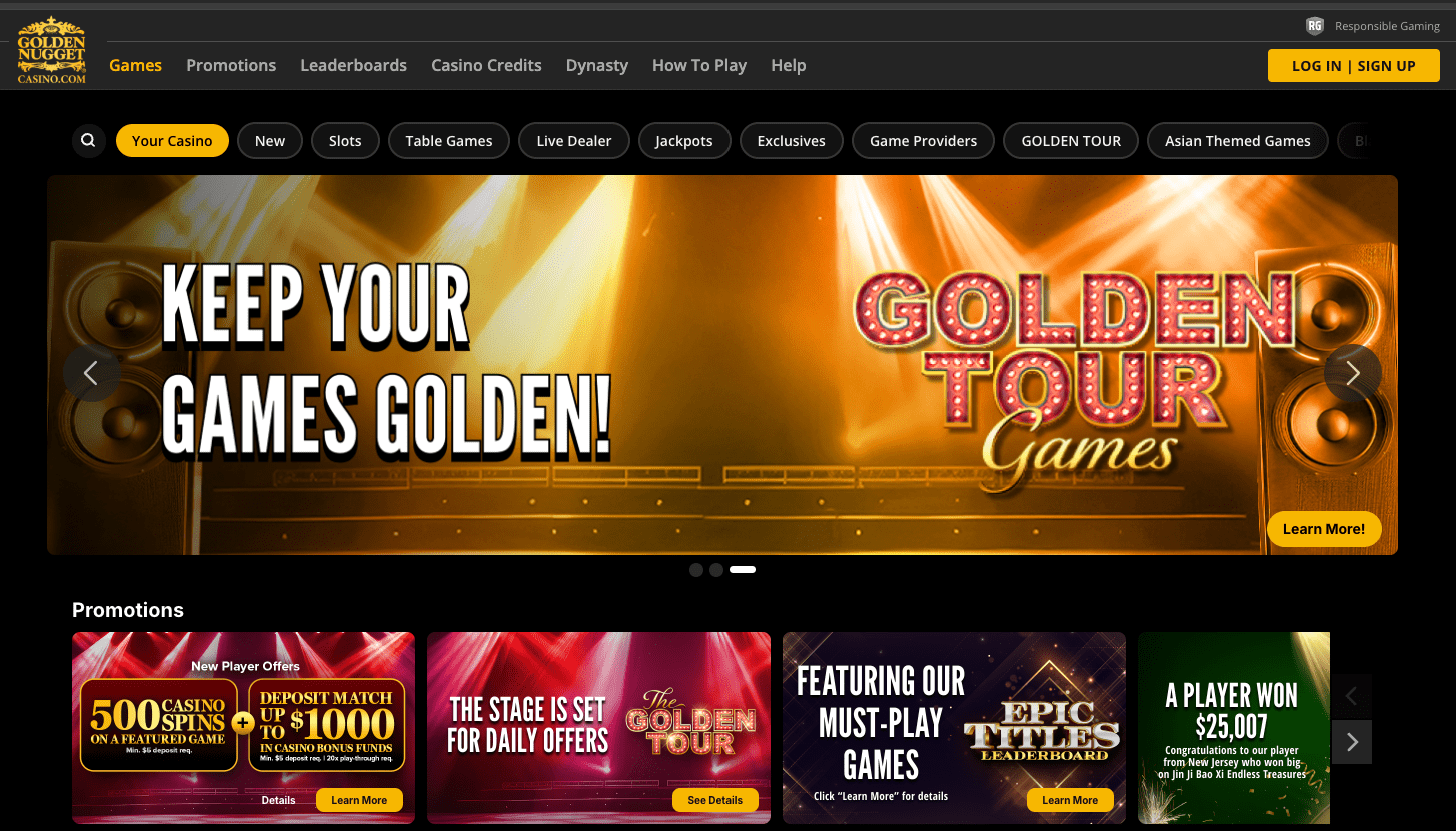 Golden Nugget Casino Homepage